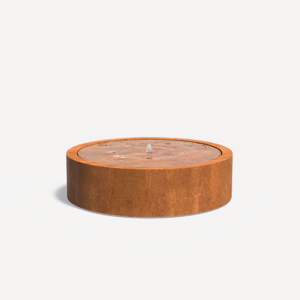 Table d'eau en acier corten ronde