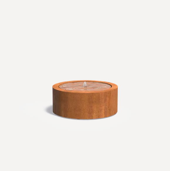 Table d'eau en acier corten ronde